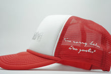 Load image into Gallery viewer, IM SORRY &quot;RHINESTONE&quot; TRUCKER (VARSITY RED/WHITE)
