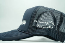 Load image into Gallery viewer, IM SORRY &quot;STITCHED&quot; TRUCKER (NAVYBLUE/WHITE)
