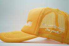 Load image into Gallery viewer, IM SORRY &quot;STITCHED&quot; TRUCKER (MUSTARD YELLOW/WHITE)
