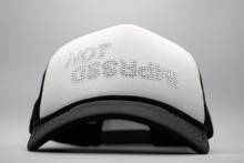 Load image into Gallery viewer, IM SORRY &quot;RHINESTONE&quot; TRUCKER (BLACK/WHITE)
