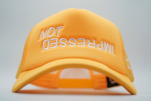 Load image into Gallery viewer, IM SORRY &quot;STITCHED&quot; TRUCKER (MUSTARD YELLOW/WHITE)
